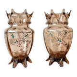 Pair of Art Nouveau crystal vases by Auguste Jean