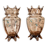 Pair of Art Nouveau crystal vases by Auguste Jean