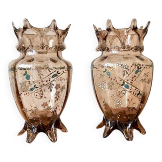 Pair of Art Nouveau crystal vases by Auguste Jean