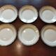 6 assiettes plates Villeroy & Boch Mettlach ivoire et or vintage 1950s
