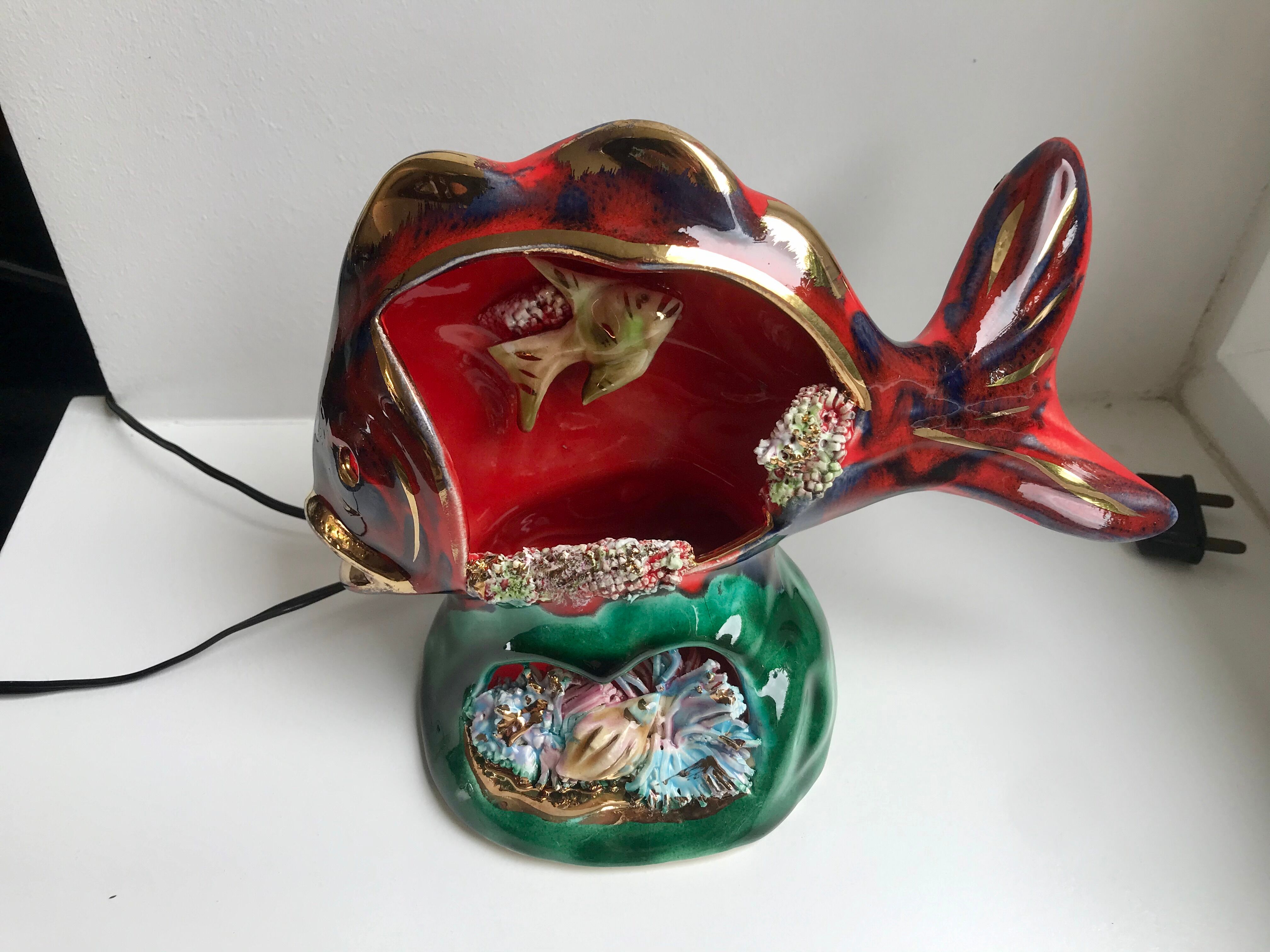 Lampe poisson Vallauris années 70