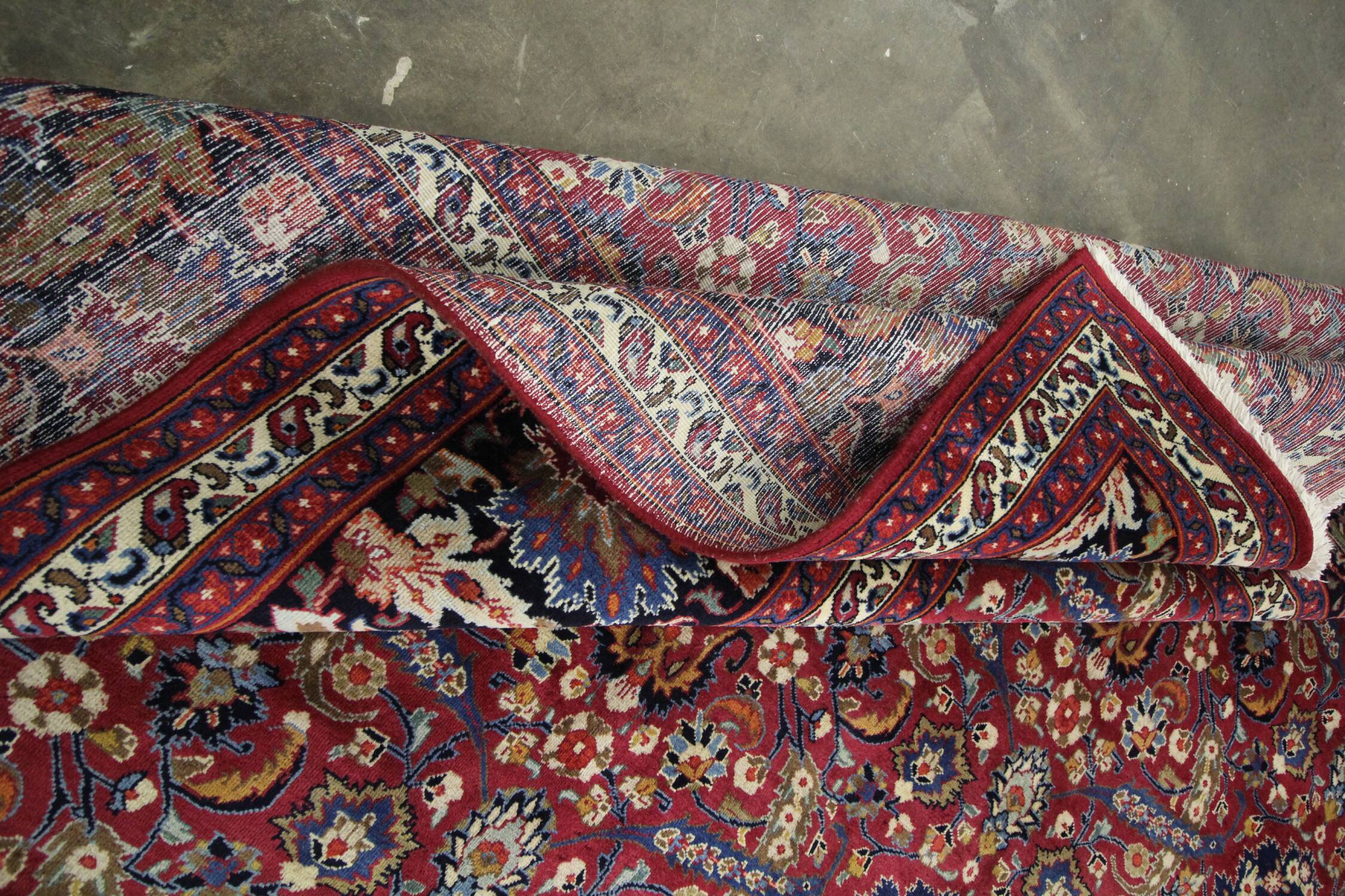 Tapis en laine florale rouge fait à la main antique persan khorassan tapis - 295x376cm