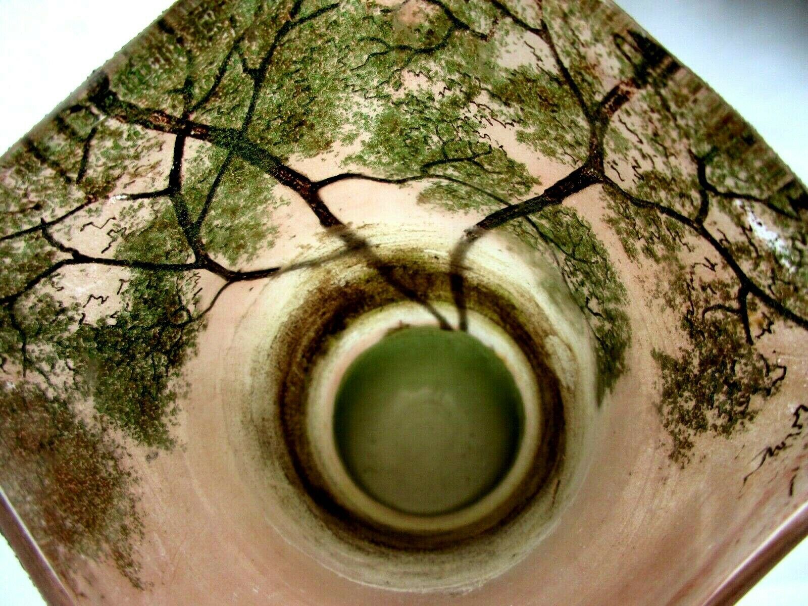 enamelled glass vase LEGRAS Lakescape, trees, Napoleon III boats