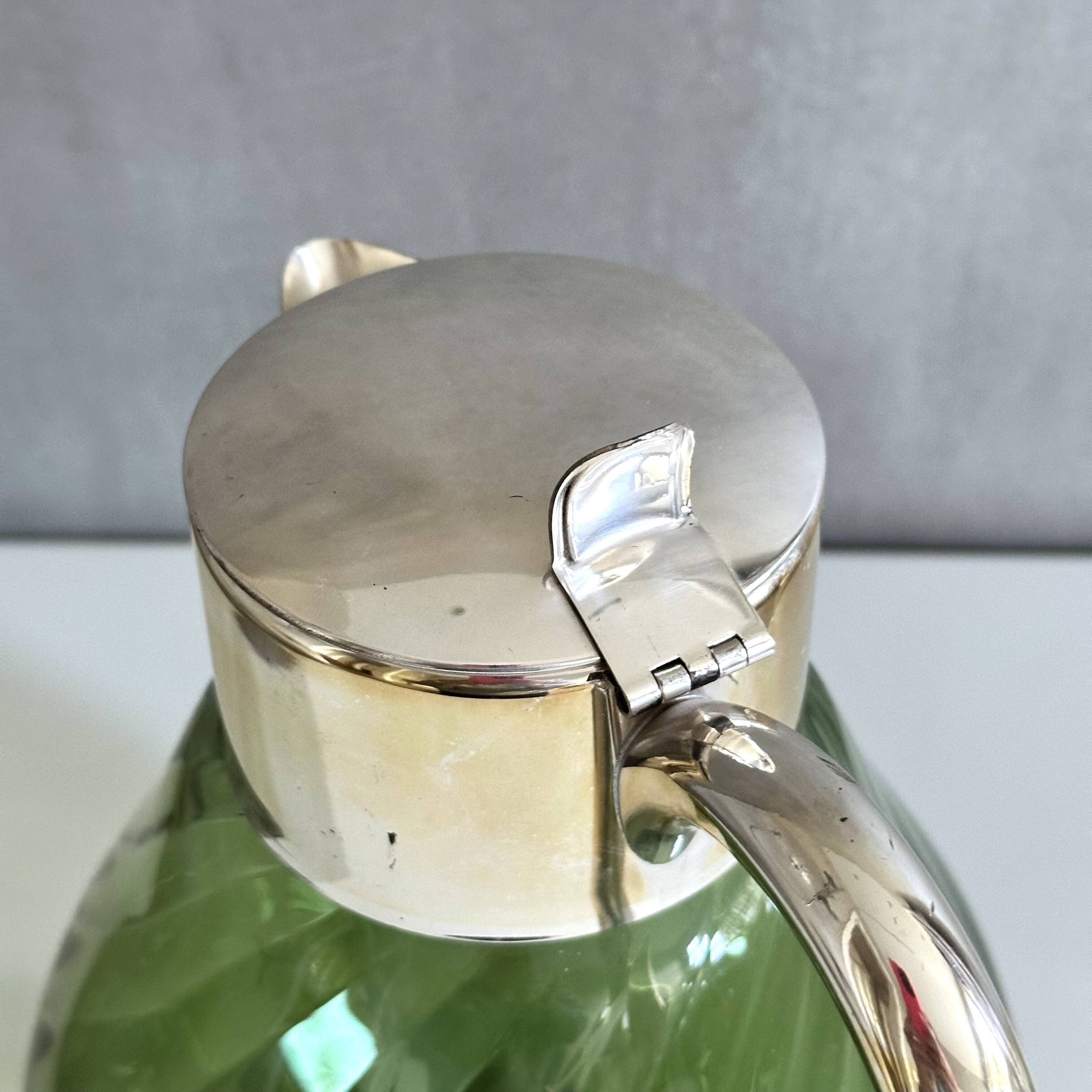 Crystal Glass Decanter, “Kalte Ente”, Vintage Silver-Plated Pitcher