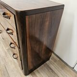 Art Decò chest of drawers from the 1940s in mahogany and briar