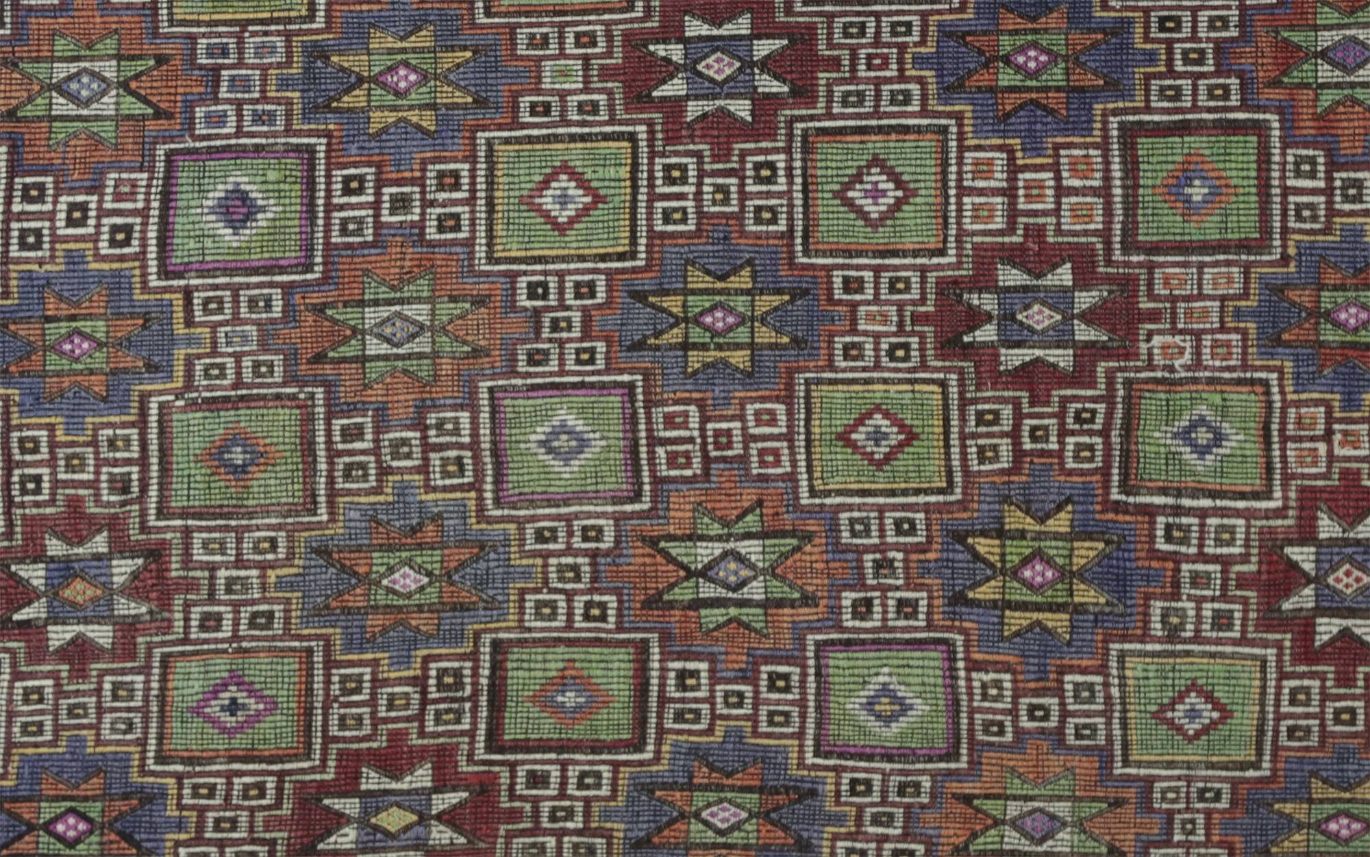 Turkish Kilim Yuruk Vintage 173x284 cm Geometric Green and Blue