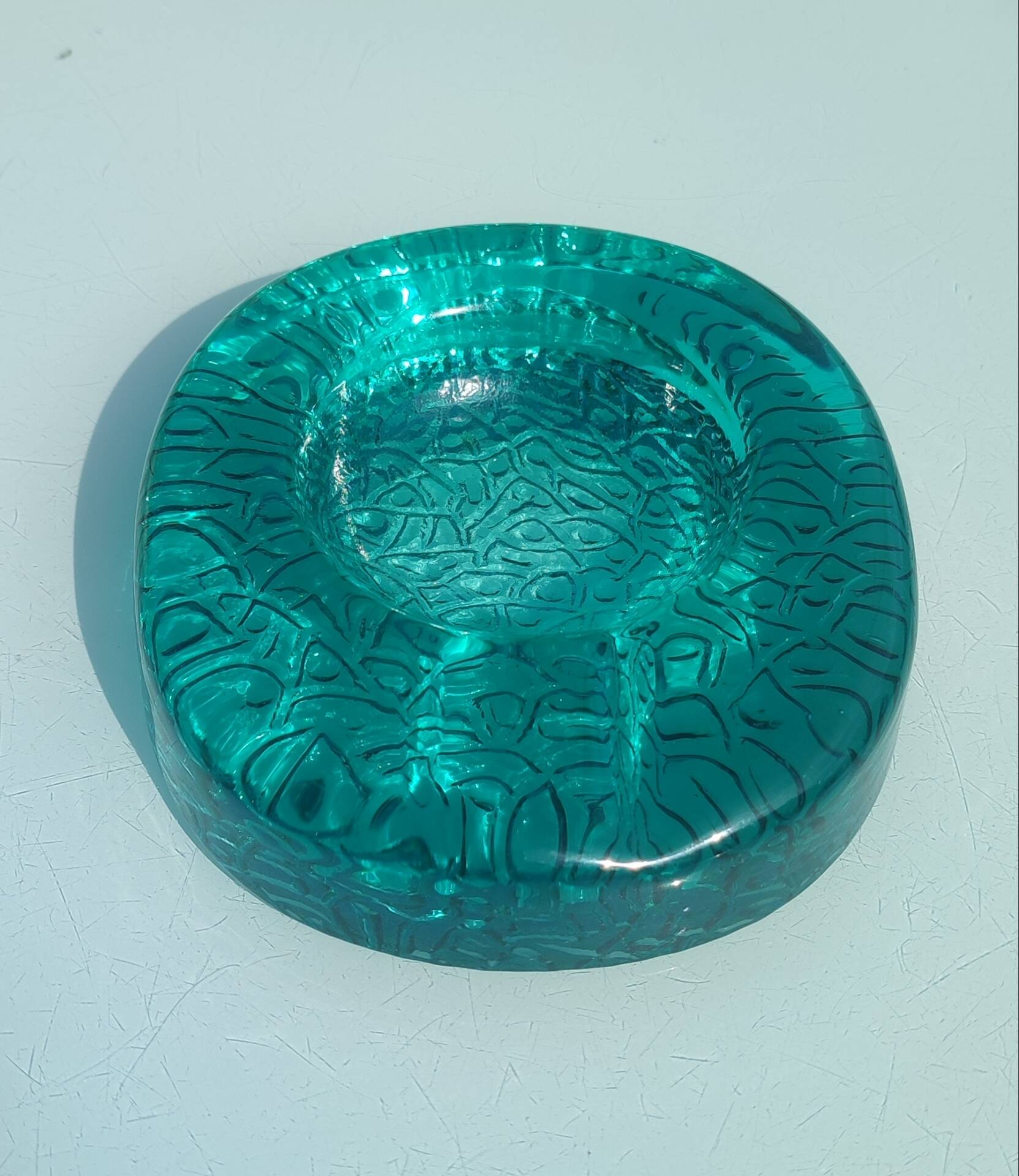Kosta Boda art ashtray solid glass emerald circa 1970