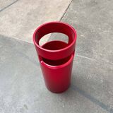 Red German umbrella stand in mid-century modern space style, 1960s.