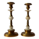 Vintage Brass and Alabaster Candlesticks
