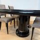Art Deco dining table in black piano lacquer & metal, 1930