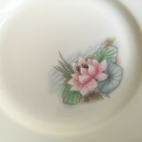 6 small plates signed Limoges France with nenuphar decor and golden border