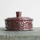 Boch Frères Keramis Rosa bowl with lid, flowers and butterflies in silver glaze.