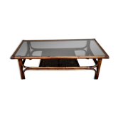 Bamboo coffee table canage and smoked glass