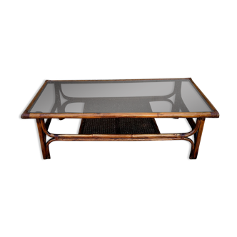 Bamboo coffee table canage and smoked glass