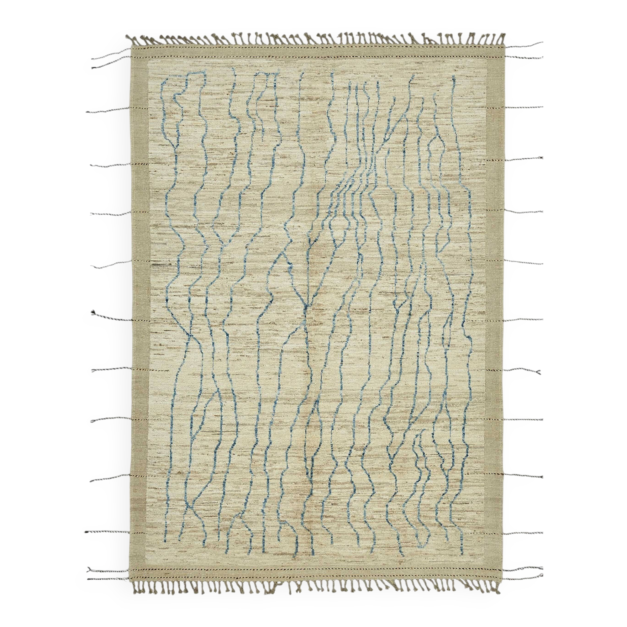 Handwoven Turkish Rustic 212 cm x 311 cm Beige Wool Carpet