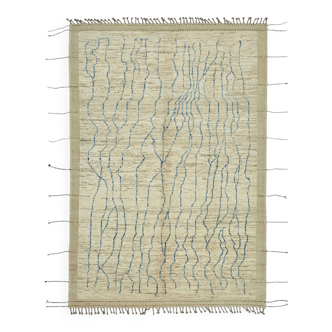 Handwoven Turkish Rustic 212 cm x 311 cm Beige Wool Carpet