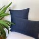 Coussin lin bleu marine