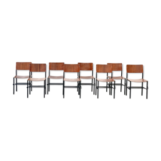 Set of eight modernist dining chairs