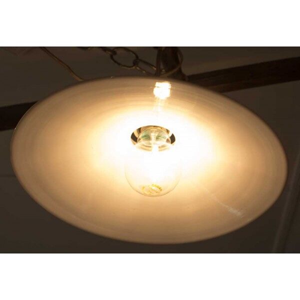 White opaline suspension with brass shock