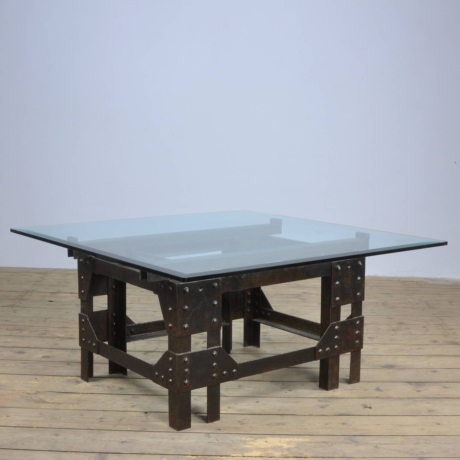 Coffee Table Of Cast Iron And Glass Top
