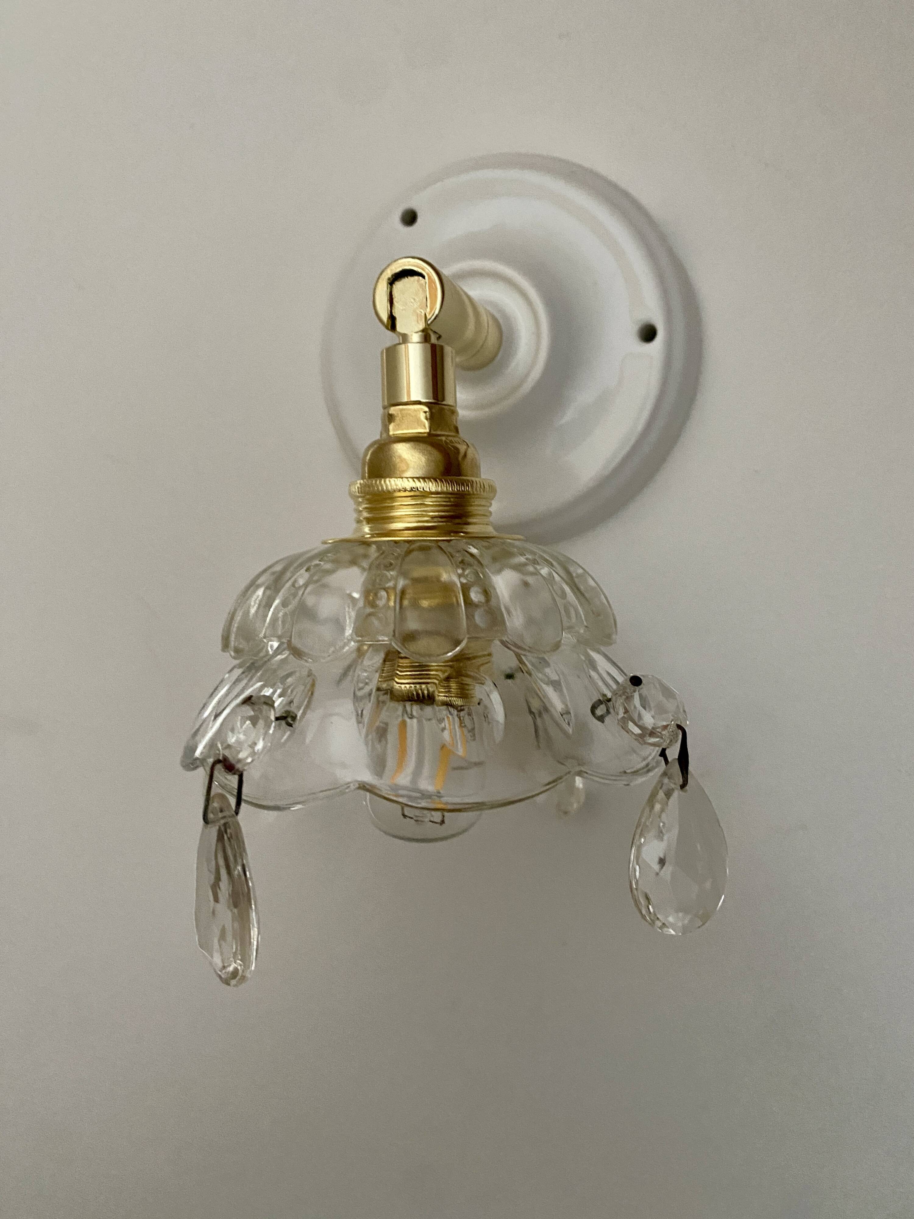 Vintage glass lampshade wall lamp with antique tassels