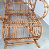 Rocking chair en rotin des années 60