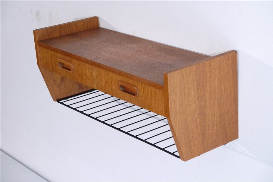 Etagere vintage scandinave en teck et metal 1960