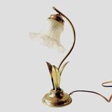 Old brass accent lamp in the shape of a flower