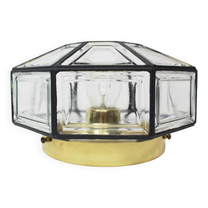 Plafonnier en fer et - verre 1960