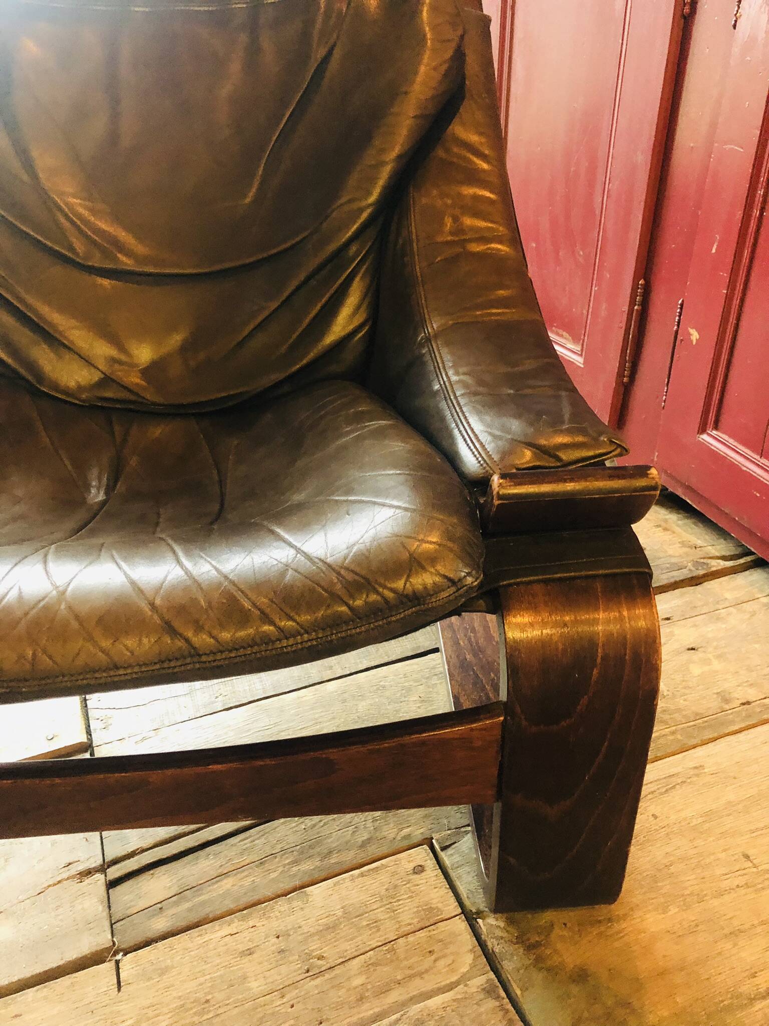 "Kroken" armchair in leather by Ake Fribytter for Nelo Möbel Sweden 1970