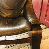 "Kroken" armchair in leather by Ake Fribytter for Nelo Möbel Sweden 1970