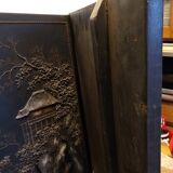 2 tableaux asiatiques en bois peint