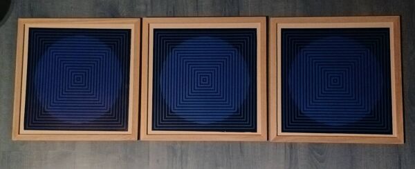 Triptyque Art Optique - Victor Vasarely - Cadres 30x30cm