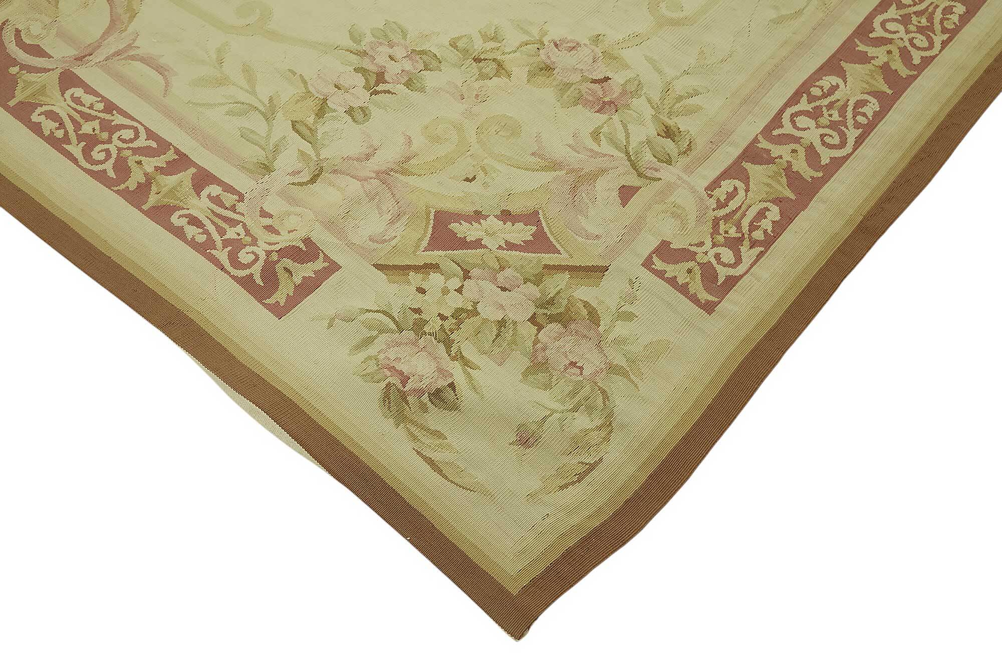 Handmade European Vintage Aubusson Kilim 237 cm x 290 cm
