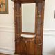 Antique coat rack Art Nouveau 1900 - Oak, marble, caning
