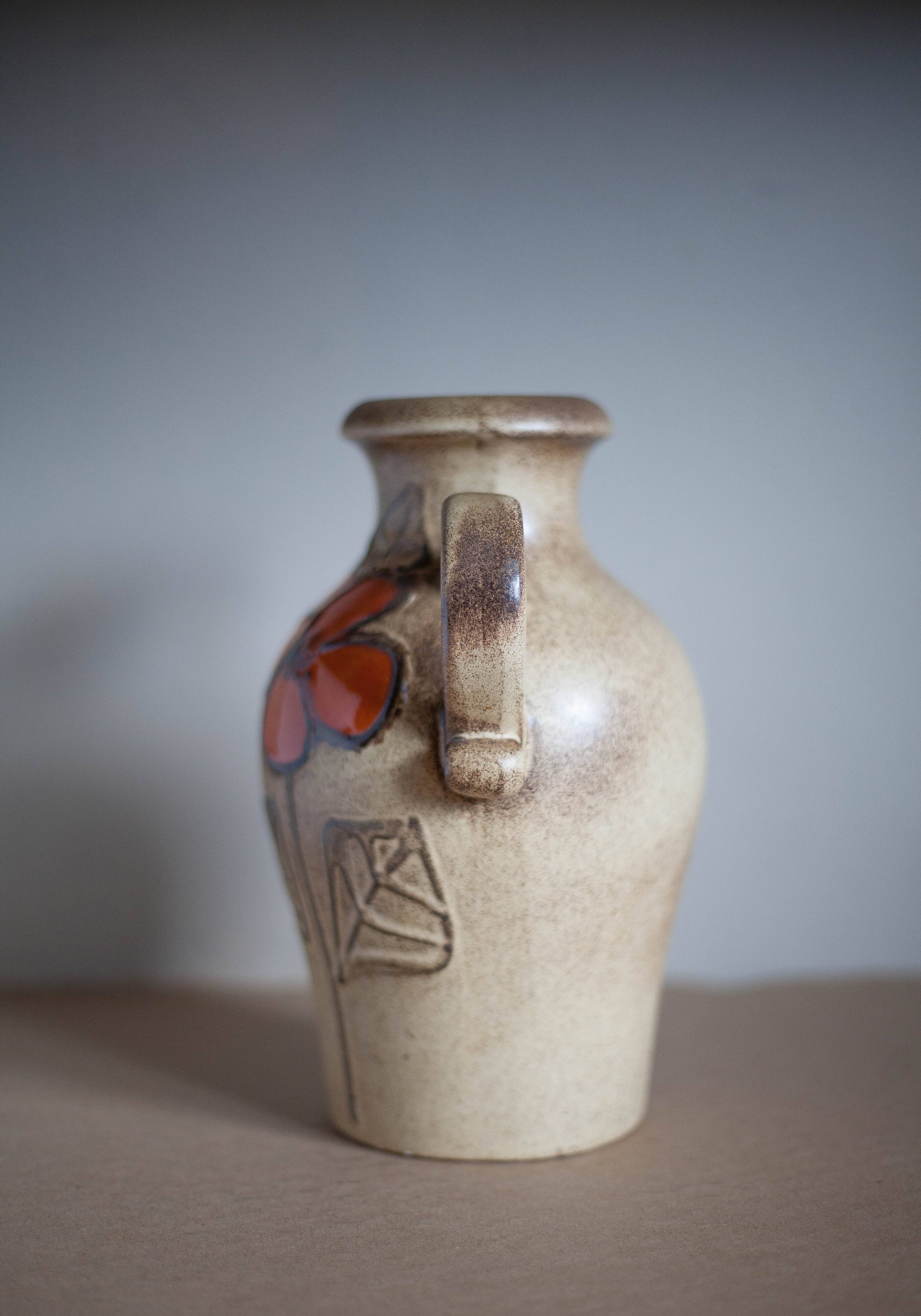 Scheurich ceramic vase Keramik West Germany, decorative vase, flower pot, handle vase, collectio