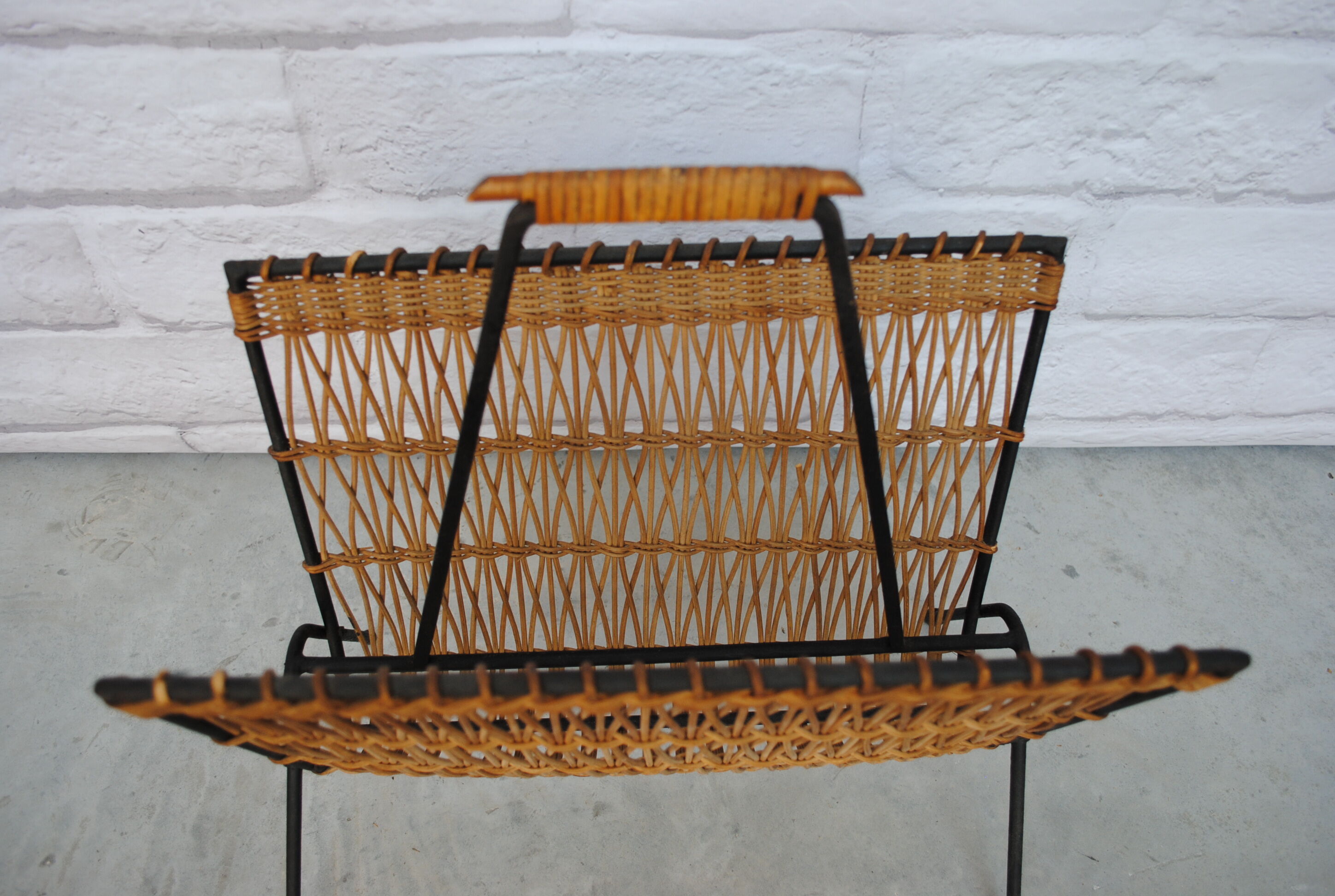 Vintage wicker magazine holder