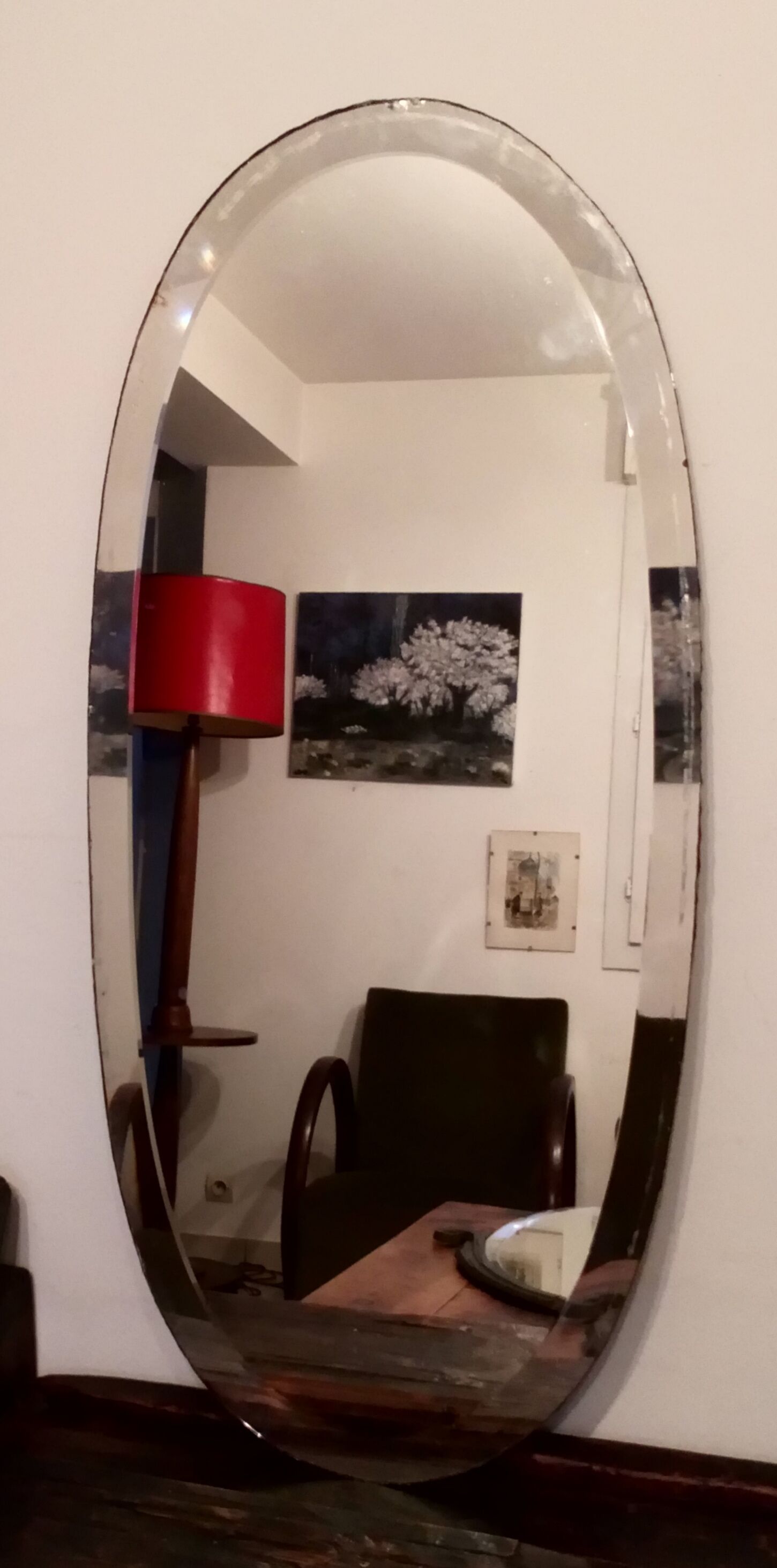 Miroir ovale biseauté 39x84cm
