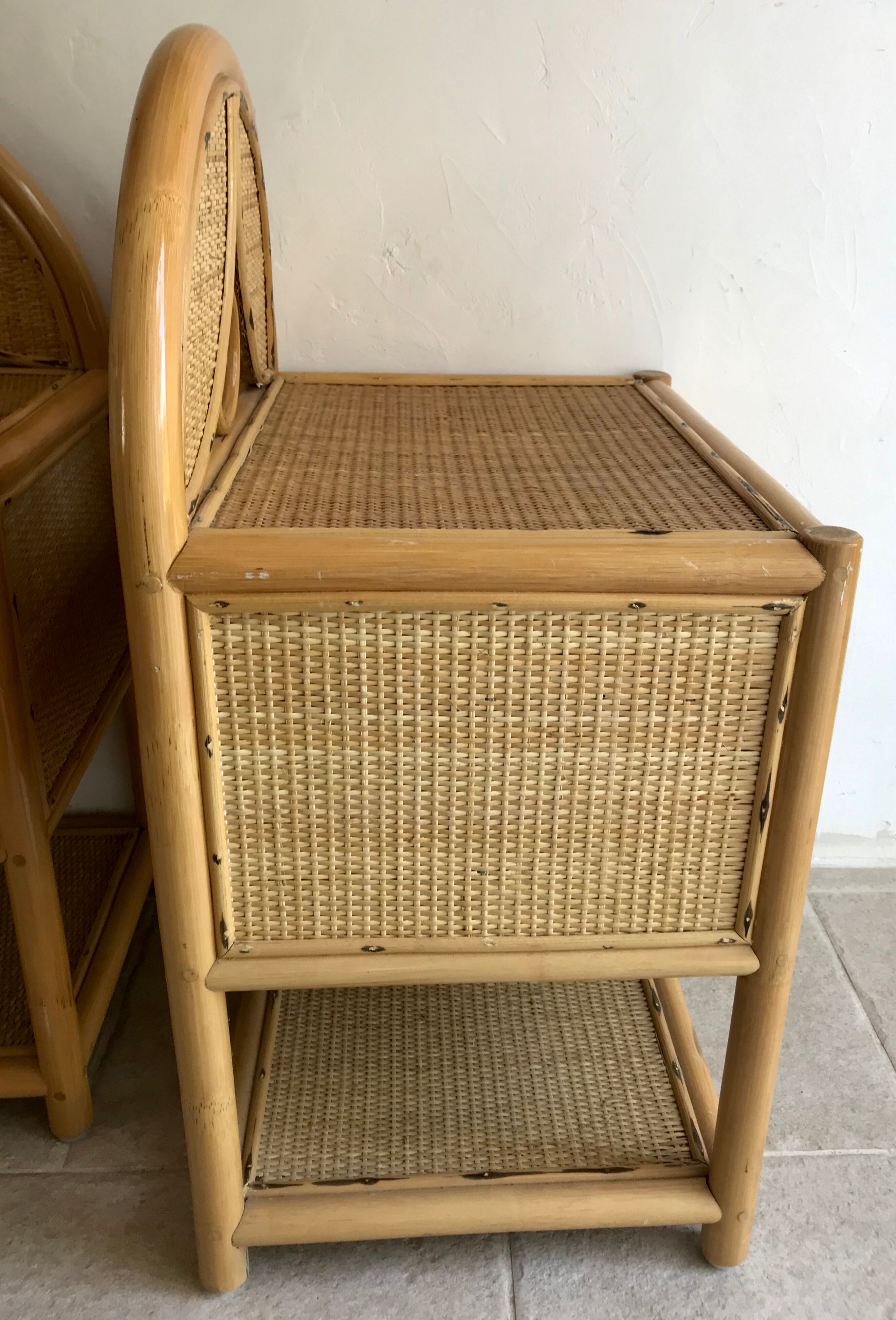 Pair of nightstands vintage rattan