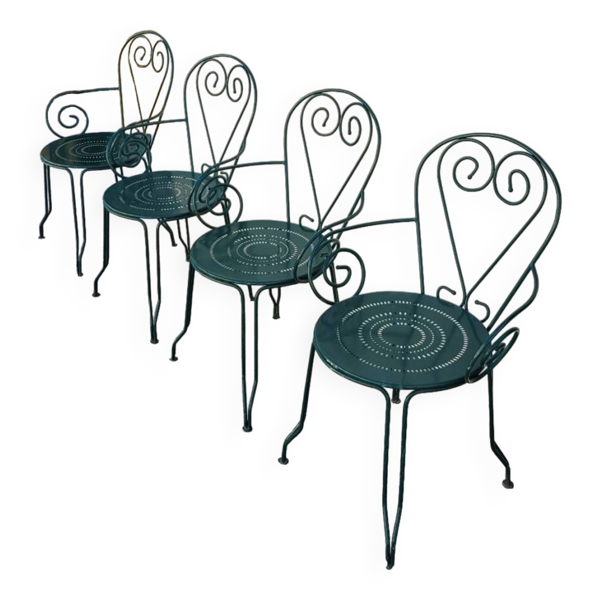 Série de 4 fauteuils de Jardin Fermob en fer ancien