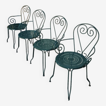 Series of 4 Fermob garden armchairs in old iron