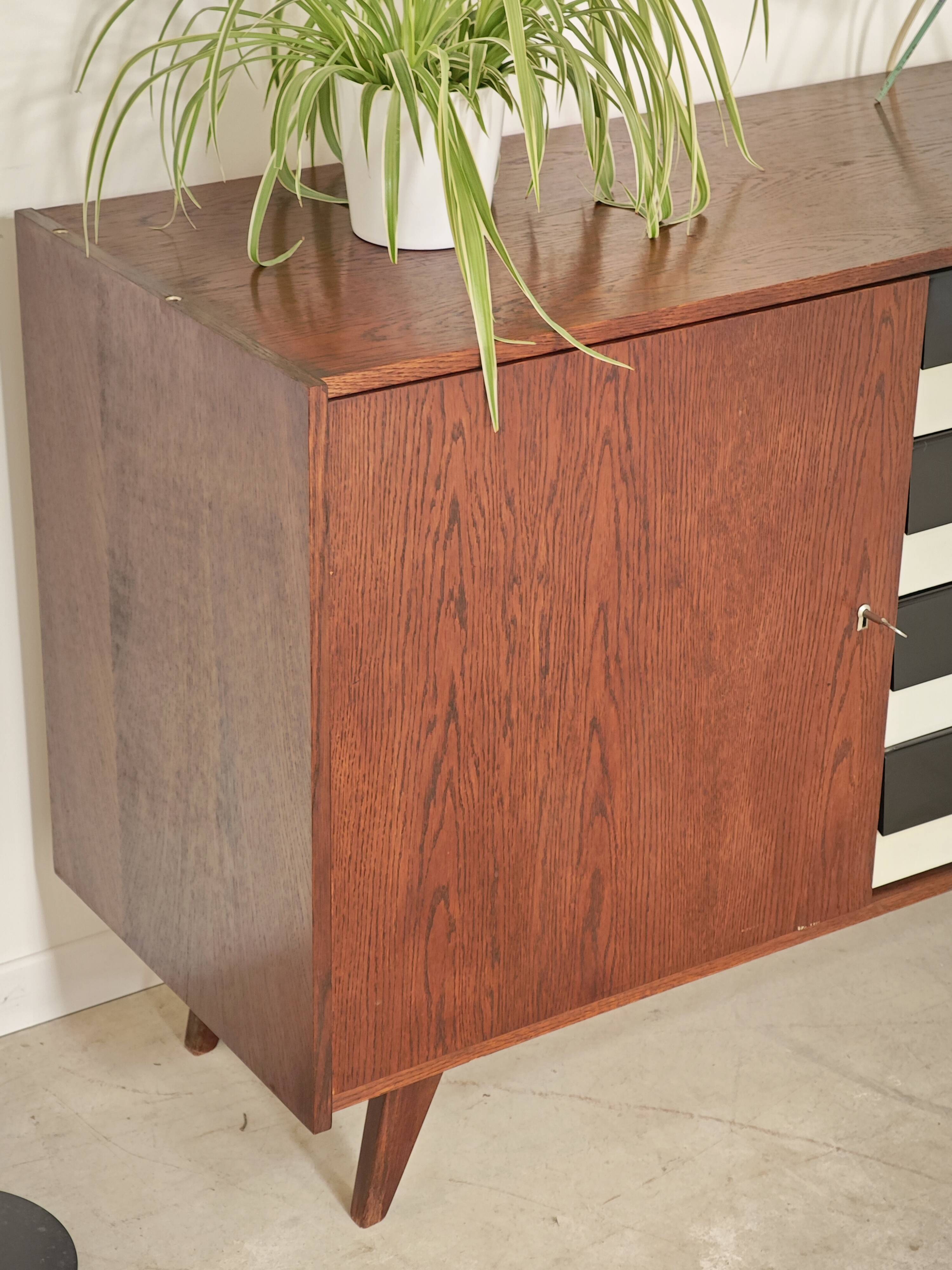 U 458 black and white sideboard by Jiri Jiroutek for Interier Praha, 1960