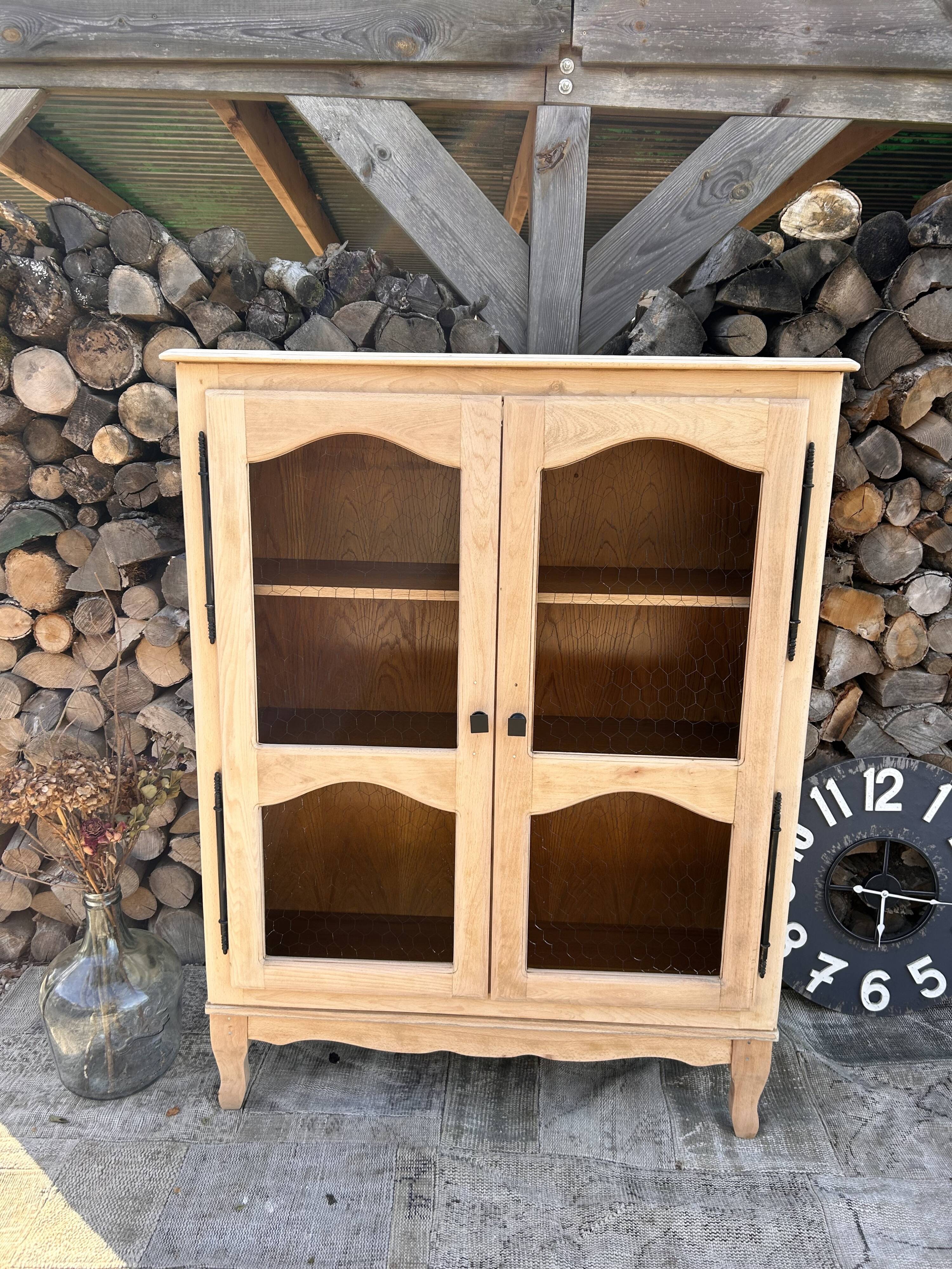 Refurbished solid wood display cabinet/sideboard