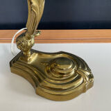 Bronze and glass paste swan neck lamp from the 1960s.