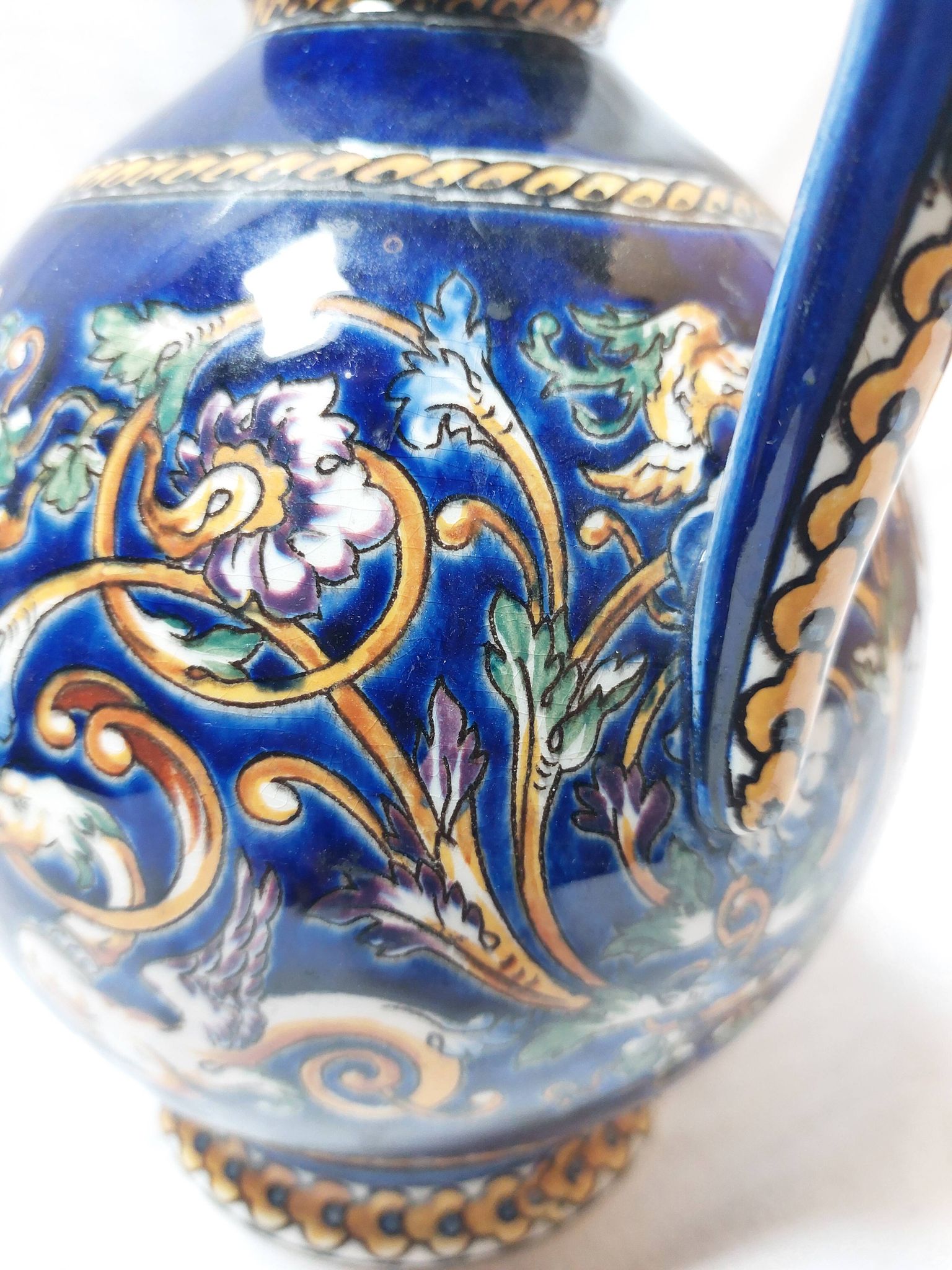 Pichet ventru Gien bleu modèle Renaissance