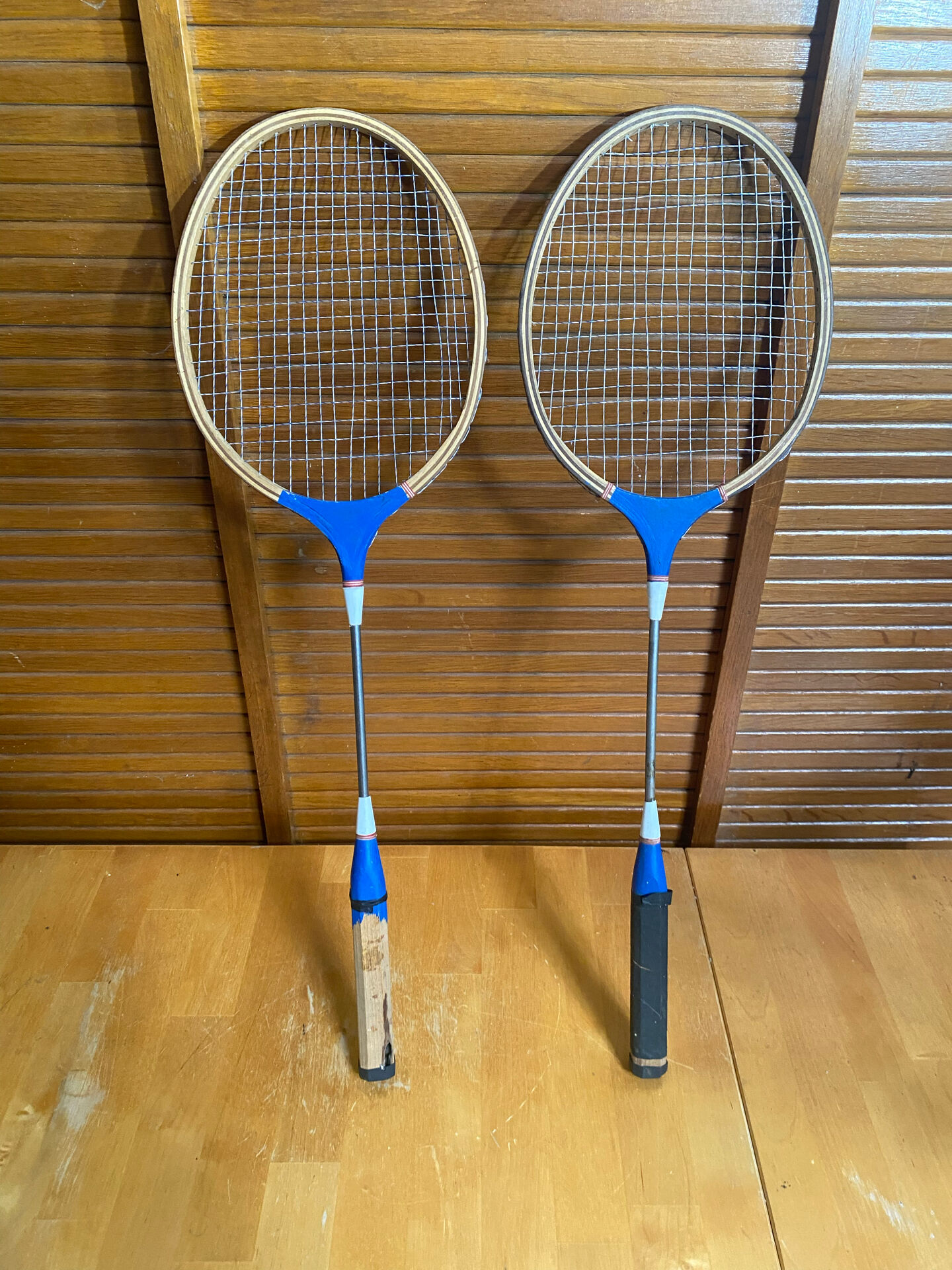 Paire Raquette Ancienne Badminton Bois Vintage