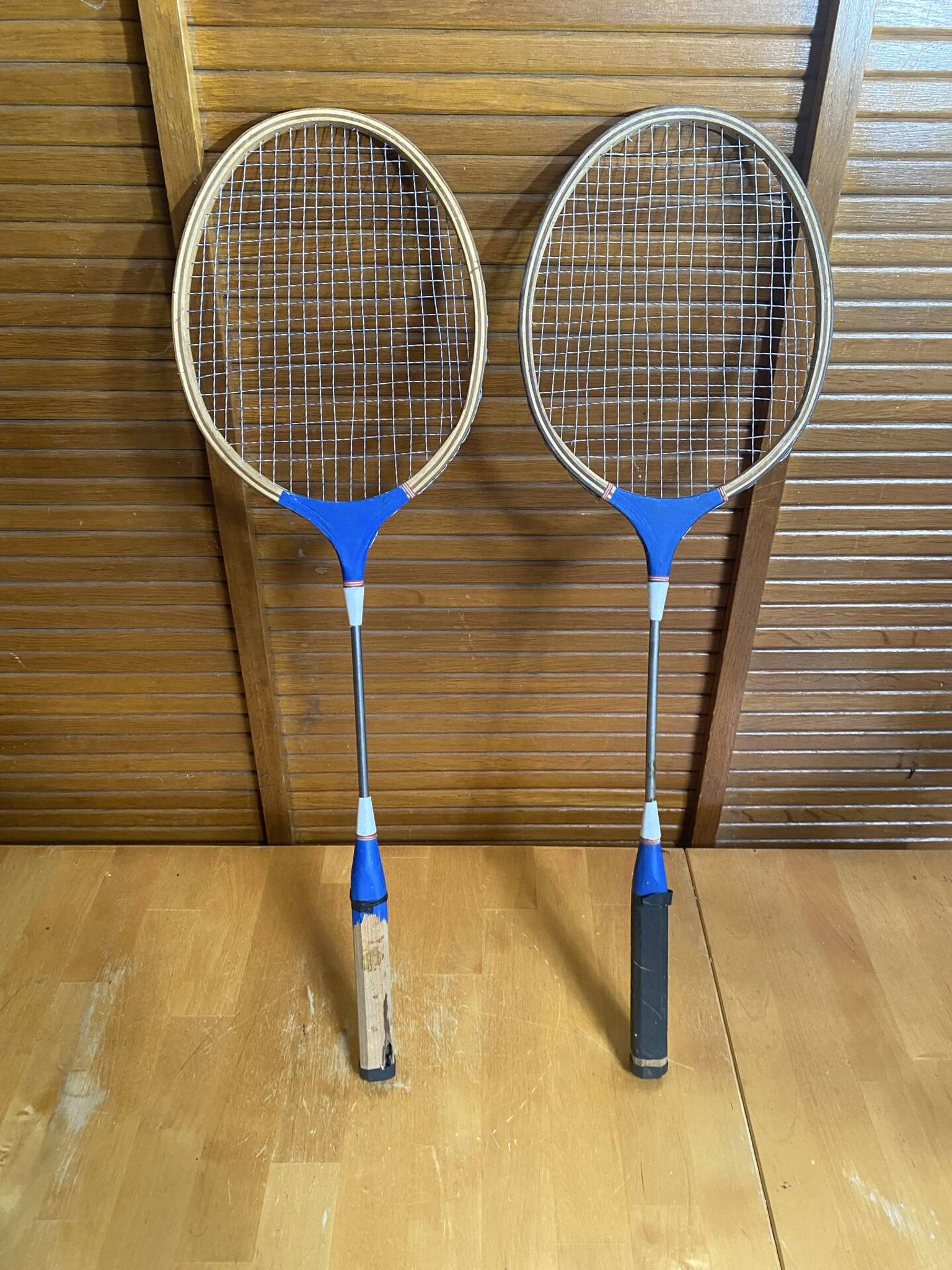 Pair of Vintage Wooden Badminton Rackets