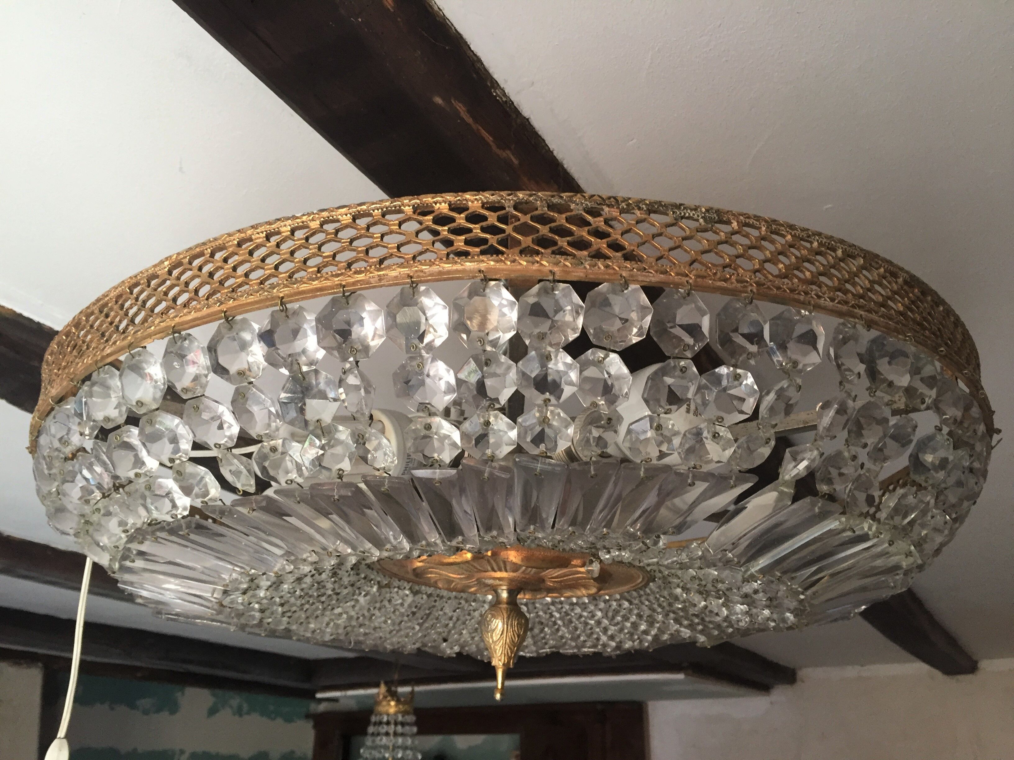 Large ceiling light with stamps and bronze Chandelier Ras de plafond Dome