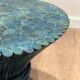 Pair of Bamboo Side Tables in the Shape of a Wheat Sheaf. Turquoise Lacquered.