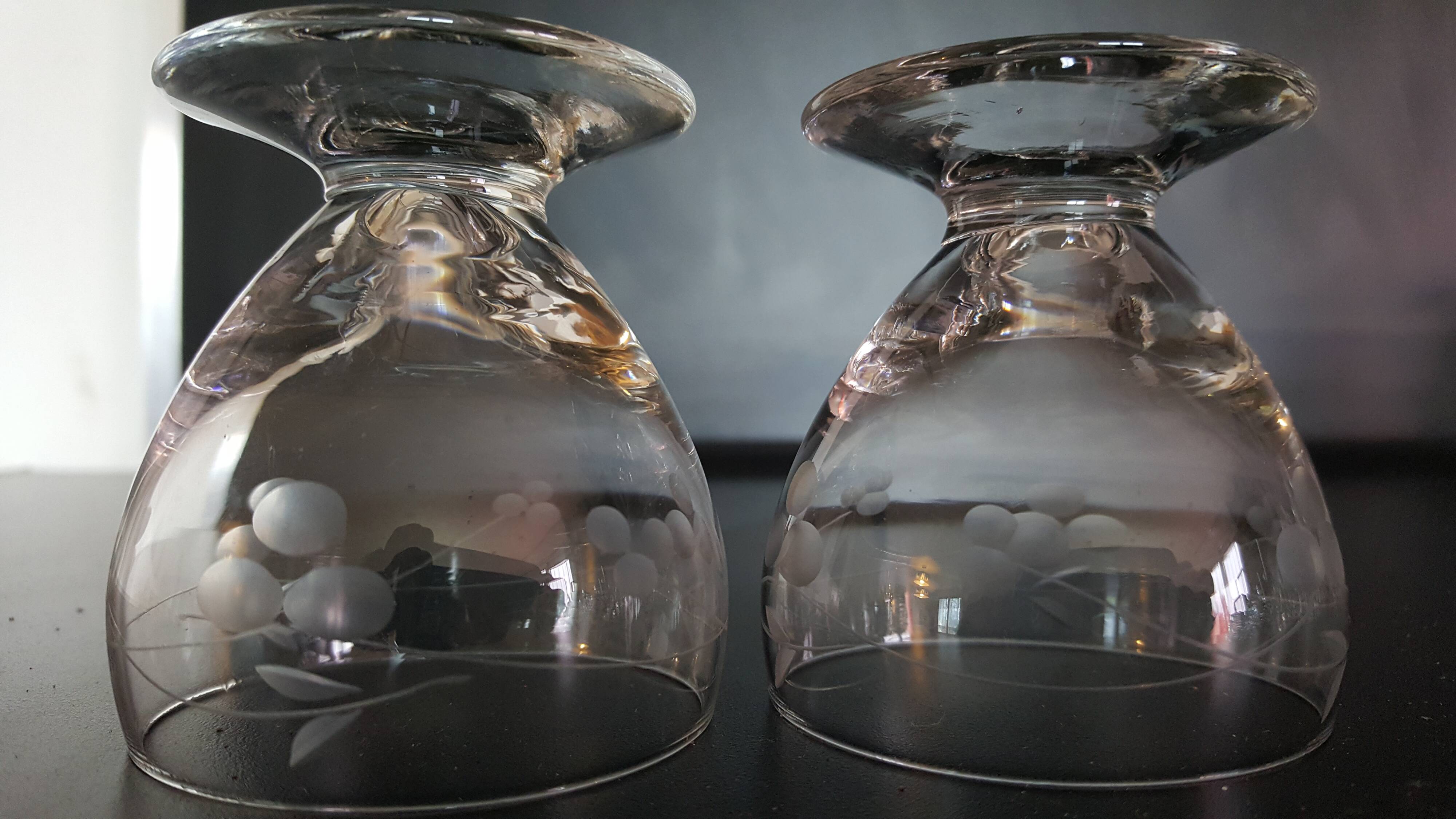 2 glasses blown and carved